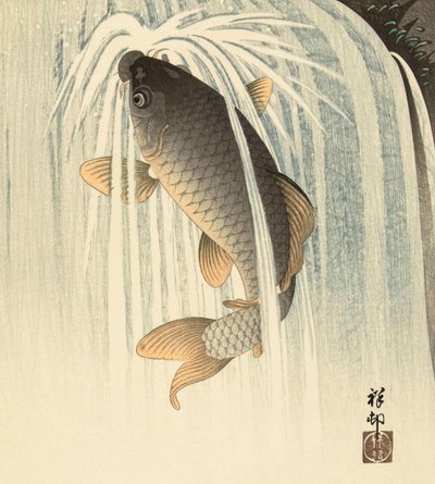 Karper under et vandfald af den japanske kunstner Ohara Koson af Ohara Koson