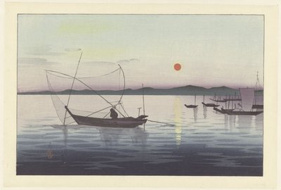 Kalastusveneet auringonlaskun aikaan af Ohara Koson