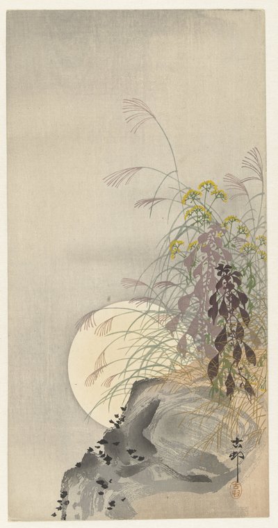 Græsser ved fuldmåne af Ohara Koson
