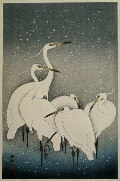 Gruppe af egrets af Ohara Koson