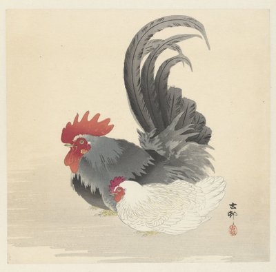 Kylling og hane af Ohara Koson