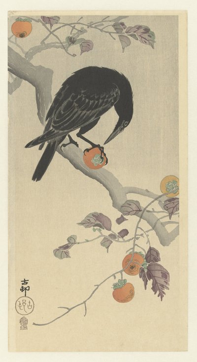 Krage med persimmons af Ohara Koson