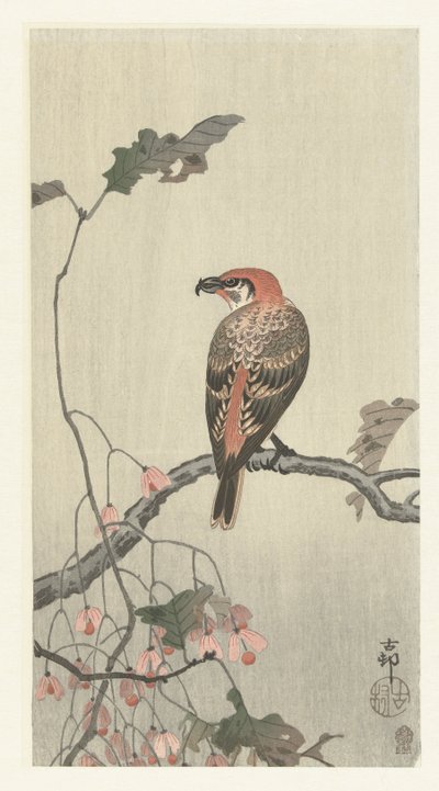 Korsnæb på trægren af Ohara Koson