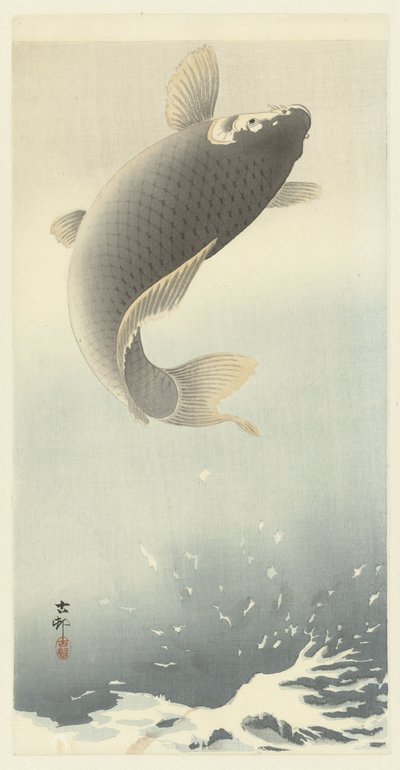 hoppende karpe af Ohara Koson