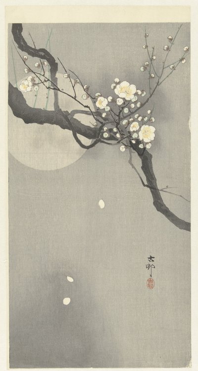 Blommeblomst og fuldmåne af Ohara Koson