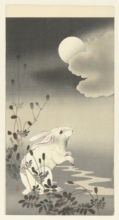 Kanin under en fuldmåne af Ohara Koson