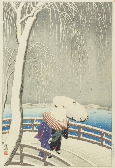 Snow at Yanagibashi, 1927 af Ohara Koson