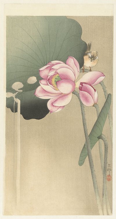 Sangfugl og Lotus af Ohara Koson