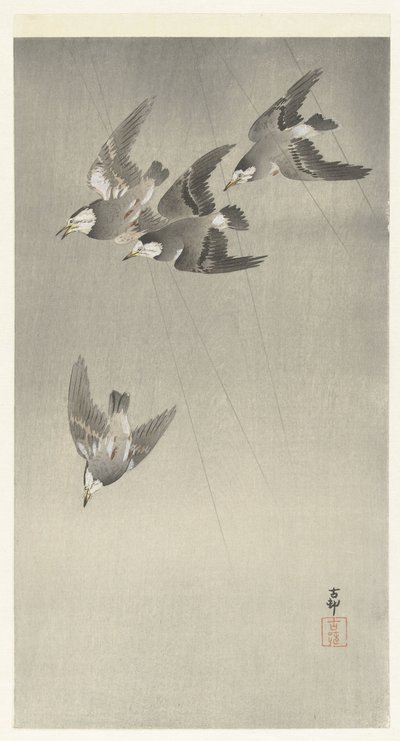 Stær i regnen af Ohara Koson