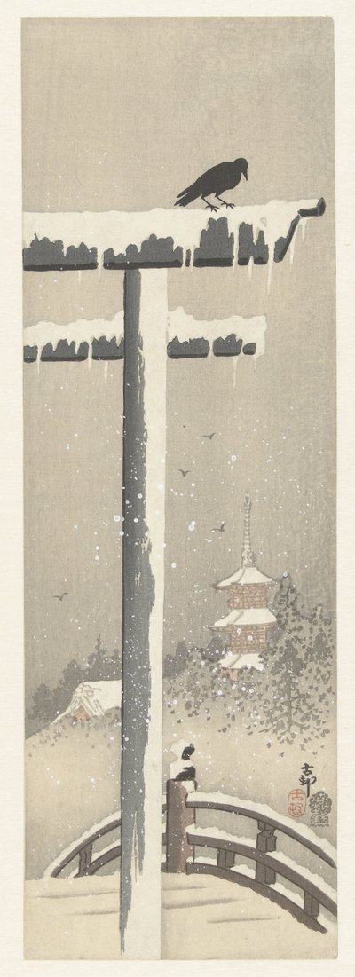 Torii i sneen af Ohara Koson