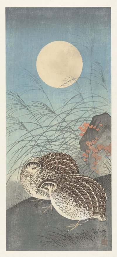 To vagtler ved fuldmåne. af Ohara Koson