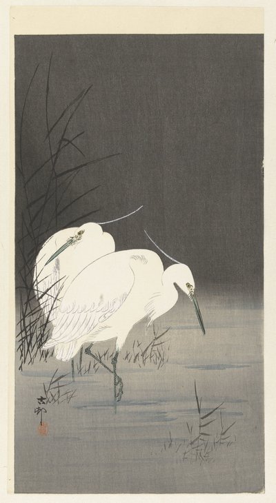 To hejre i sivene af Ohara Koson
