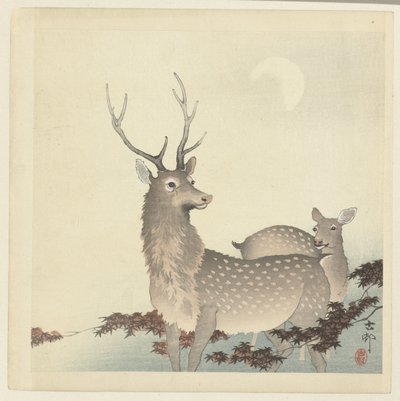 To hjorte af Ohara Koson