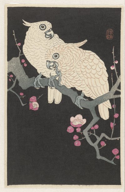 To kakaduer og blommeblomster af Ohara Koson