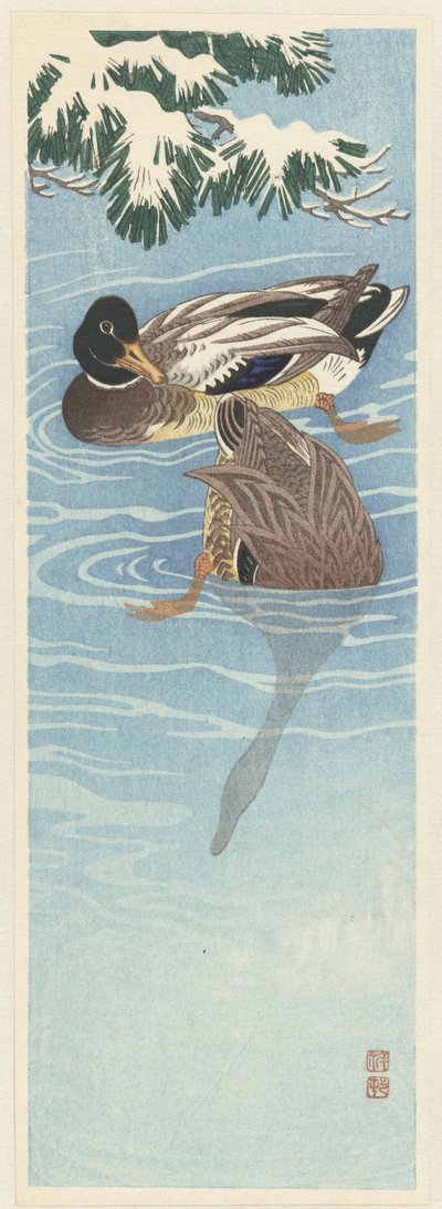To vilde ænder i vandet af Ohara Koson