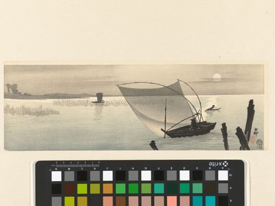 Fiskerbåde ved fuldmåne af Ohara Koson
