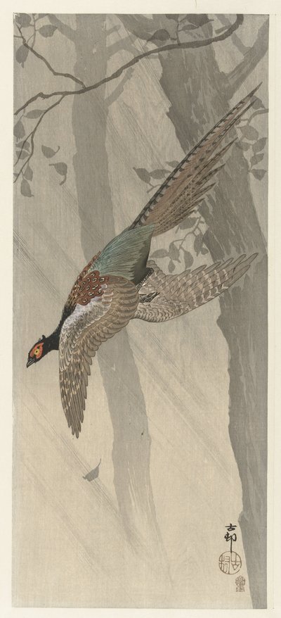 flyvende fasan af Ohara Koson