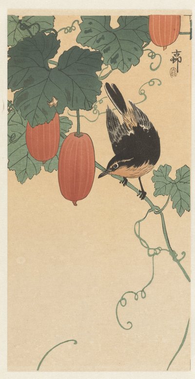 Fugl og persimmon af Ohara Koson