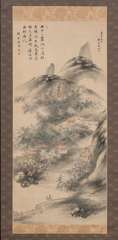 Bambus og blomme i det tidlige forår, 1843. af Okada Hanko