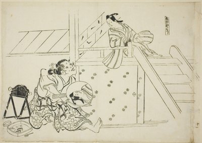 A Woman Nomori (Onna Nomori), nr. 11 fra en serie på 12 tryk, der skildrer parodier på skuespil af Okumura Masanobu