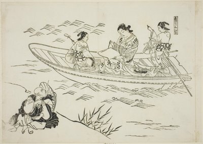 Eguchi og kærlighedens fiskerbåd (Koi no tsuribune Eguchi), nr. 4 fra en serie på 12 tryk, der viser parodier på skuespil af Okumura Masanobu
