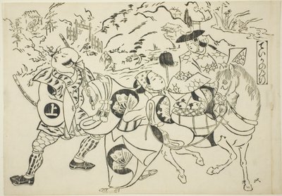 Teikas rejse (Taika no michiyuki), fra serien "Berømte scener fra japanske dukketeaterstykker (Yamato irotake)" af Okumura Masanobu