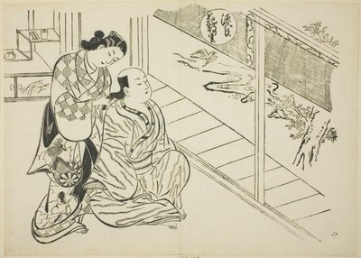 The Hanachirusato Chapter fra "The Tale of Genji" (Genji Hanachirusato), fra en række Genji-parodier af Okumura Masanobu