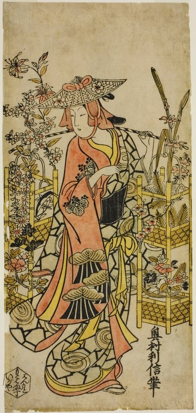 Skuespilleren Hayakawa Hatsuse som blomsterhandler af Okumura Toshinobu