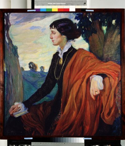 Portræt af den russiske digterinde Anna Akhmatova (Achmatova) (1889-1966) af Olga Lyudvigovna Della Vos Kardovskaya