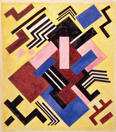 Billedkonstruktion, 1916 (gouache på papir) af Olga Rozanova