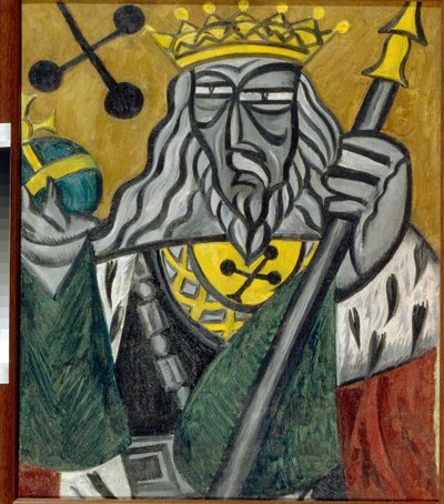 King of clubs - Maleri af Olga Vladimirovna Rozanova (1886-1918), olie på lærred (80,5x68 cm) af Olga Wladimirowna  Rosanowa