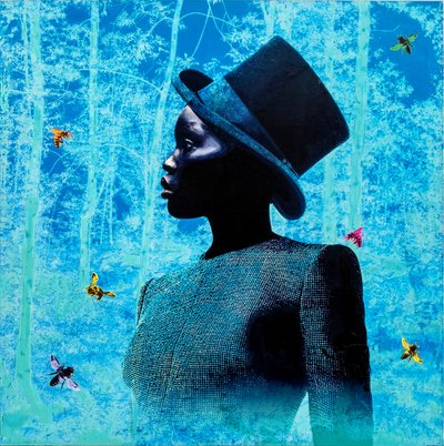 Teletrasporto, 2022 (blandede medier på lærred) af Olivia Gozzano