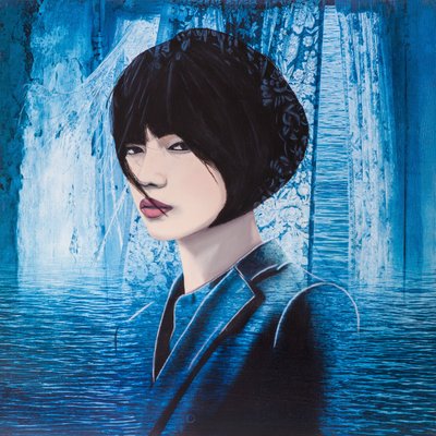 Winter water town , 2022 (blandede medier på lærred) af Olivia Gozzano