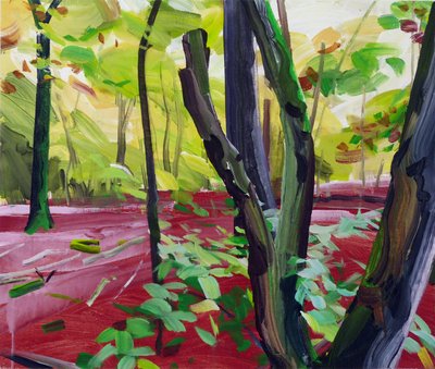 Skov 16,2017 (akryl på lærred) af Olivier Morel