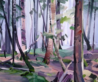 Skov 22,2017 (akryl på lærred) af Olivier Morel