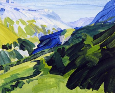 Leukerbad 34, 2017 (akryl på lærred) af Olivier Morel