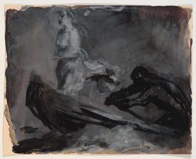 Charons båd. Psyke føres over floden Styx af Oluf Hartmann