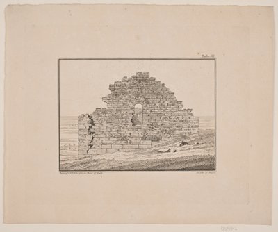 Kirkeruin på Grønland. Illustration til W.A. Graah. Undersøgelsesrejse til østkysten af Grønland af Oluf Olufsen Bagge