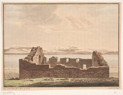 Kirkeruin på Grønland. Illustration til W.A. Graah. Undersøgelsesrejse til østkysten af Grønland af Oluf Olufsen Bagge