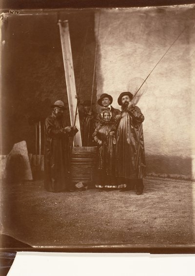 [Kunstneren, hans mor og venner i fiskedragt], ca. 1860. af Olympe Aguado