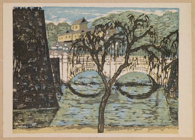 Nijūbashi, fra serien "Recollections of Tokyo" af Onchi Kôshirô