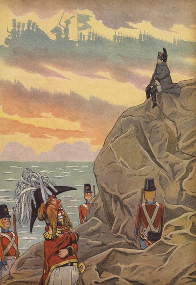 Napoleon ved St. Helena, bevogtet af briterne af Onfray de Breville Job