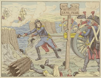 Napoleon ladede en kanon som en almindelig soldat ved belejringen af Toulon, 1793 af Onfray de Breville Job