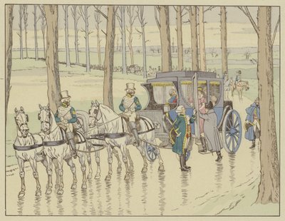 Napoleon møder ærkehertuginde Marie-Louise af Østrig, som han skal giftes med, 27. marts 1810 af Onfray de Breville Job