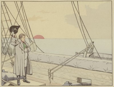 Napoleon om bord på HMS Bellerophon efter at have overgivet sig til briterne, 15. juli 1815 af Onfray de Breville Job