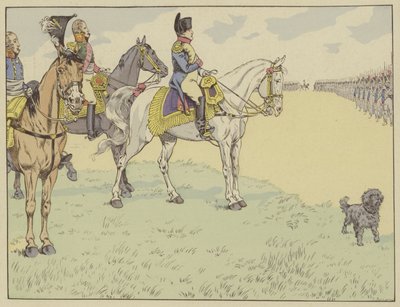 Napoleon gennemgår den franske hær efter at have underskrevet Tilsit-traktaterne, 7. juli 1807 af Onfray de Breville Job