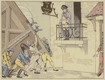 Byen Grenoble åbner sine porte for Napoleon ved hans tilbagevenden fra eksil på Elba, 7. marts 1815 af Onfray de Breville Job