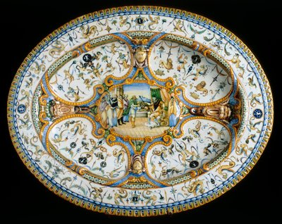 Bakke med grotesker fra Orazio Fontana-værkstedet konserveret i Museo Nazionale del Bargello, Firenze af Orazio (workshop of) Fontana