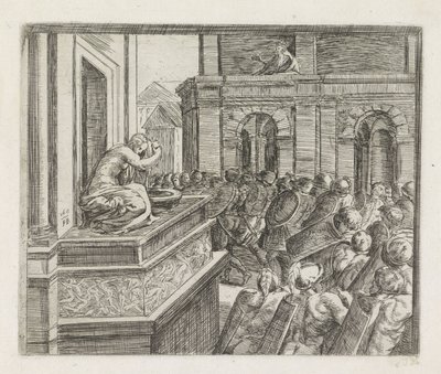 David udspionerer Batseba Malerier i Raphaels Loggia (serietitel) af Orazio Borgianni