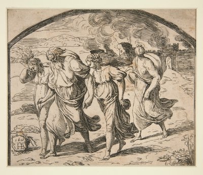 Lot og hans familie flygtede fra Sodoma af Orazio Borgianni